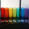 a rainbow of glass tumblers